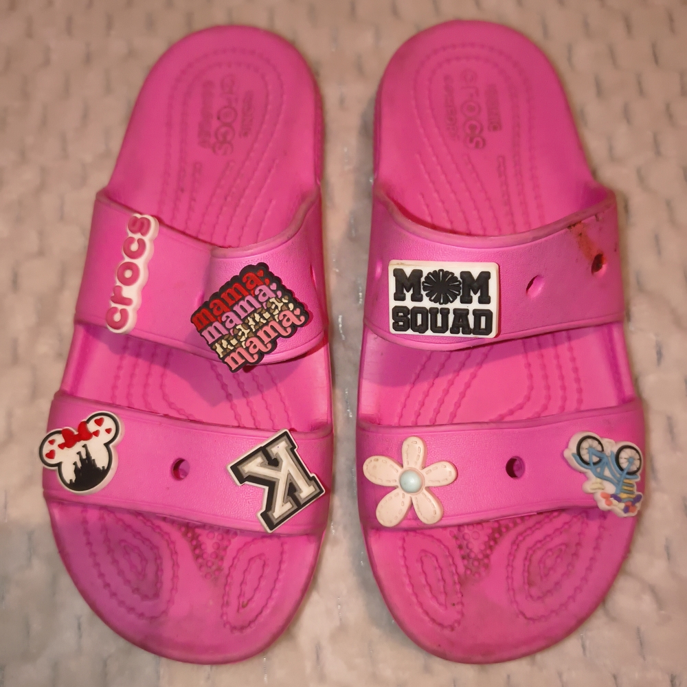 CROCS Kids Bright Pink Slide Sandals